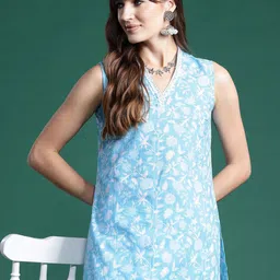 Indo Era Floral Printed Pure Cotton Co-Ords-picture-32