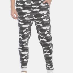 Steenbok Men Grey & Black Camouflage Print Straight Fit Joggers-image-38