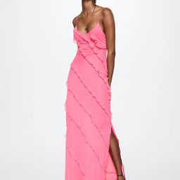 MANGO Pink Solid Ruffle Maxi Dress-picture-23