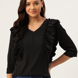 ANTS Women Black Solid Top-image-12