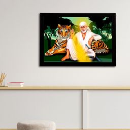 eCraftIndia Multi-Coloured Satin Matt Texture Sai Baba UV Wall Art-10