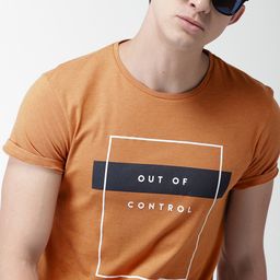 Mast & Harbour Men Orange Printed Round Neck T-shirt-image-62