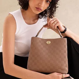 all about you Checked Structured Handheld Bag with-2