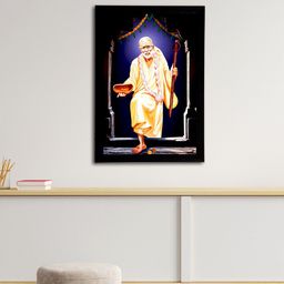 eCraftIndia Black & Blue Sai Baba Satin Matt Texture UV Art Painting-image-58