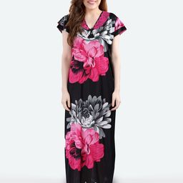 Romaisa Pink Printed Satin Maxi Nightdress-image-42