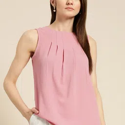 her by invictus Pleated Detailed Sleeveless Textured Top-image-32