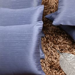 HOUZZCODE Blue Set of 5 Solid Square Cushion Covers-21