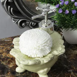 A Vintage Affair- Home Decor Green Solid Liquid Soap Dispenser with Sponge-36