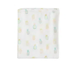 Moms Home Infant Kids White & Blue Pineapple Printed Organic Cotton Muslin Swaddle-35