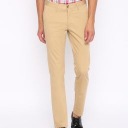 Basics Men Khaki Brown Tapered Fit Solid Chinos-picture-18