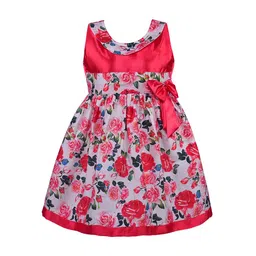 Wish Karo Girls Red & Pink Printed Fit and Flare Dress-picture-10