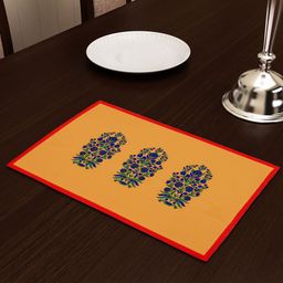 SEJ by Nisha Gupta Yellow & Blue Printed Table Placemat-37
