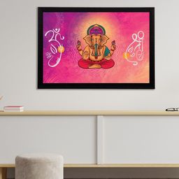 eCraftIndia Multicoloured Lord Ganesha Painting Wall Art With Frame-image-95