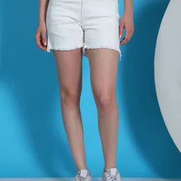 Mast & Harbour White Women Mid-Rise Denim Shorts-picture-36