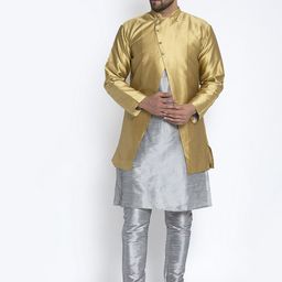 Benstoke Men Grey Solid Kurta with Churidar-picture-19