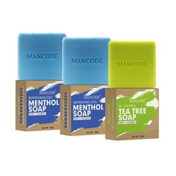 MANCODE Pack of 3 125gm Cool Menthol, Menthol And Tea Tree Oil Control Soap-0