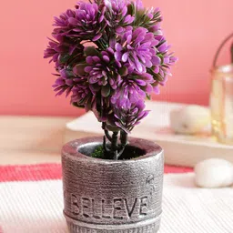 PolliNation Purple Green Set of 2 Artificial Bonsai Plant With Grey Pot-picture-5
