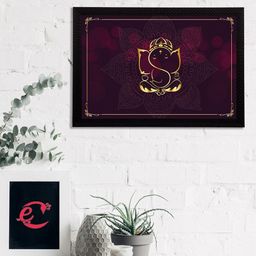 eCraftIndia Purple & Gold-Toned Lord Ganesha Satin Matt Texture UV Art Painting-12