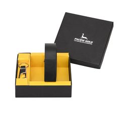 Pacific Gold Men Black & Silver-Toned Leather Accessory Gift Set-image-69