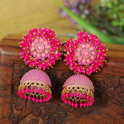 Zoey Gold-Plated Beaded Dome Shaped Jhumkas-14
