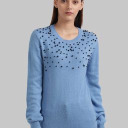 Parx Women Blue Solid Embellished Pullover Sweater-image-21