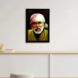 eCraftIndia Green & Pink Sai Baba Satin Matt Texture Framed UV Wall Art Painting-image-33