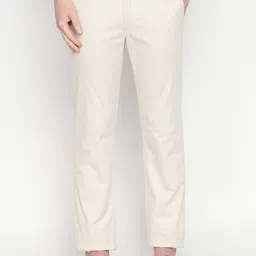 Basics Men Beige Slim Fit Solid Regular Trousers-image-76