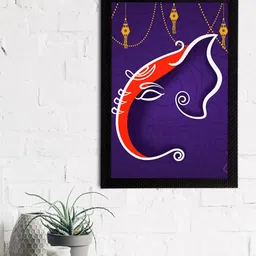 eCraftIndia Purple & Red Lord Ganesha Satin Matt Texture Framed UV Wall Art Painting-image-36