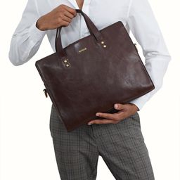Hidesign La Plata 03 Men Dark Brown Leather Laptop Bag - L-15