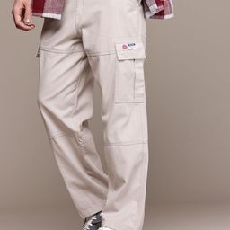 WROGN Men Loose Fit Pure Cotton Cargo Trousers-image-80