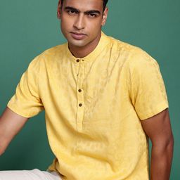 Sangria Pure Cotton Striped Textured Jacquard Kurta-45