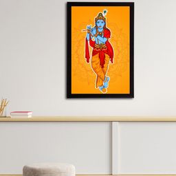 eCraftIndia Orange & Blue Lord Krishna Satin Matt Texture UV Art Painting-image-95