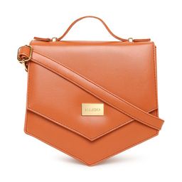 KLEIO Tan Brown Unique Shaped Sling Bag-24