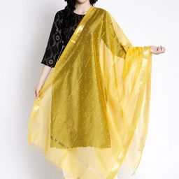 Clora Creation Yellow & Gold-Coloured Printed Dupatta-picture-26