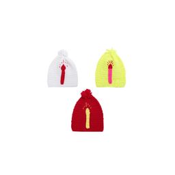 CHUTPUT Unisex Kids Yellow & Red Self Design Beanie-2