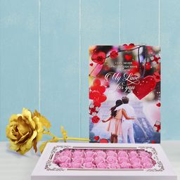 Archies Pink & Multicoloured Combo of Flower Soap, Golden Rose & Greeting Card-picture-17