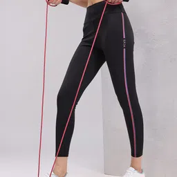 HRX by Hrithik Roshan Women Mid-Rise Cropped Rapid-Dry Training Tights with Side Stripes-image-5