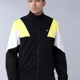 LOCOMOTIVE Men Black & Yellow Colourblocked Sweatshirt-image-51