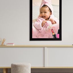 eCraftIndia Pink & Off-White Cute Baby Satin Matt Textured UV Wall Art-32