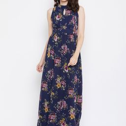 La Zoire Women Navy Blue Floral Printed Maxi Dress-image-44