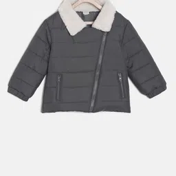 MINI KLUB Boys Grey Solid Puffer Jacket-image-60