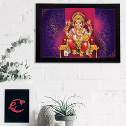 eCraftIndia Lord Ganesha Satin Matt Texture UV Art Painting-image-24