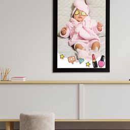 eCraftIndia Grey & Pink Cute Baby Satin Matt Textured UV Wall Art-11
