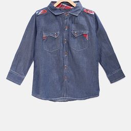 TONYBOY Boys Navy Blue Regular Fit Solid Casual Shirt-image-108