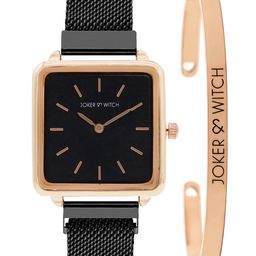 JOKER & WITCH Women Rose Gold-Toned & Black Watch Gift Set JWBS244-image-78
