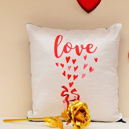 Archies Love Gifts Multicoloured Printed Cushions & 24K Golden Rose Set-image-84