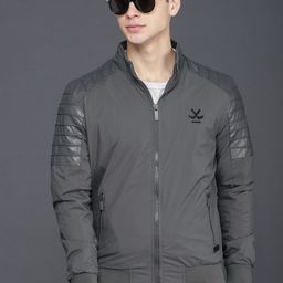 WROGN Men Grey Solid Bomber Jacket-picture-33