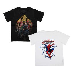 Marvel by Wear Your Mind Boys Pack Of 2 Avengers Printed Round Neck T-shirts-image-55