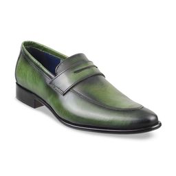 J.FONTINI Men Green Solid Leather Formal Loafers-image-65