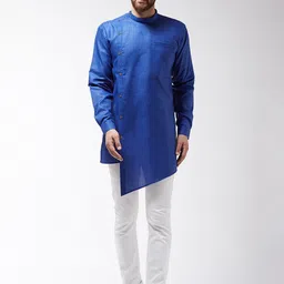 SOJANYA Men Blue Solid Asymmetric Kurta-39